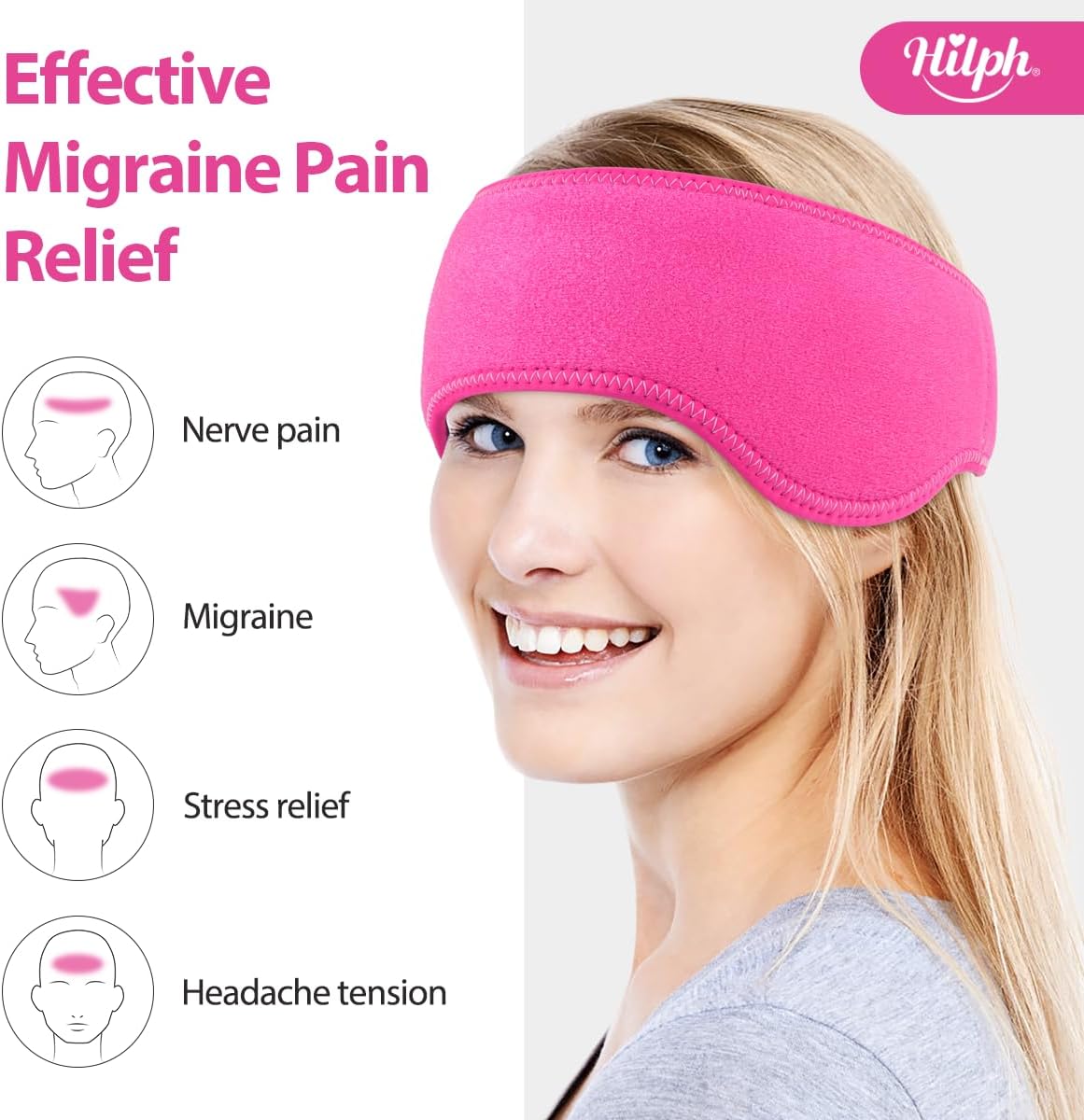 Migräne Kühlpad Kühlkissen für Kopf, Migränekompresse Kühlpad Linderung bei Kopfschmerzen, Migräne Stirnband für Sinusschmerzen, Verspannungen, Chemotherapie -Rose