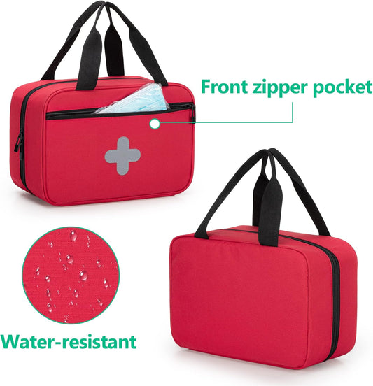 Erste Hilfe Set Auto, Tragbares Reise-Medizinischetasche, Notfalltasche für Haus, Auto, Camping, Wandern, Sport, Arbeit, Büro, Boot und Überleben, Klein und Leicht, Rot (Leere Tasche)