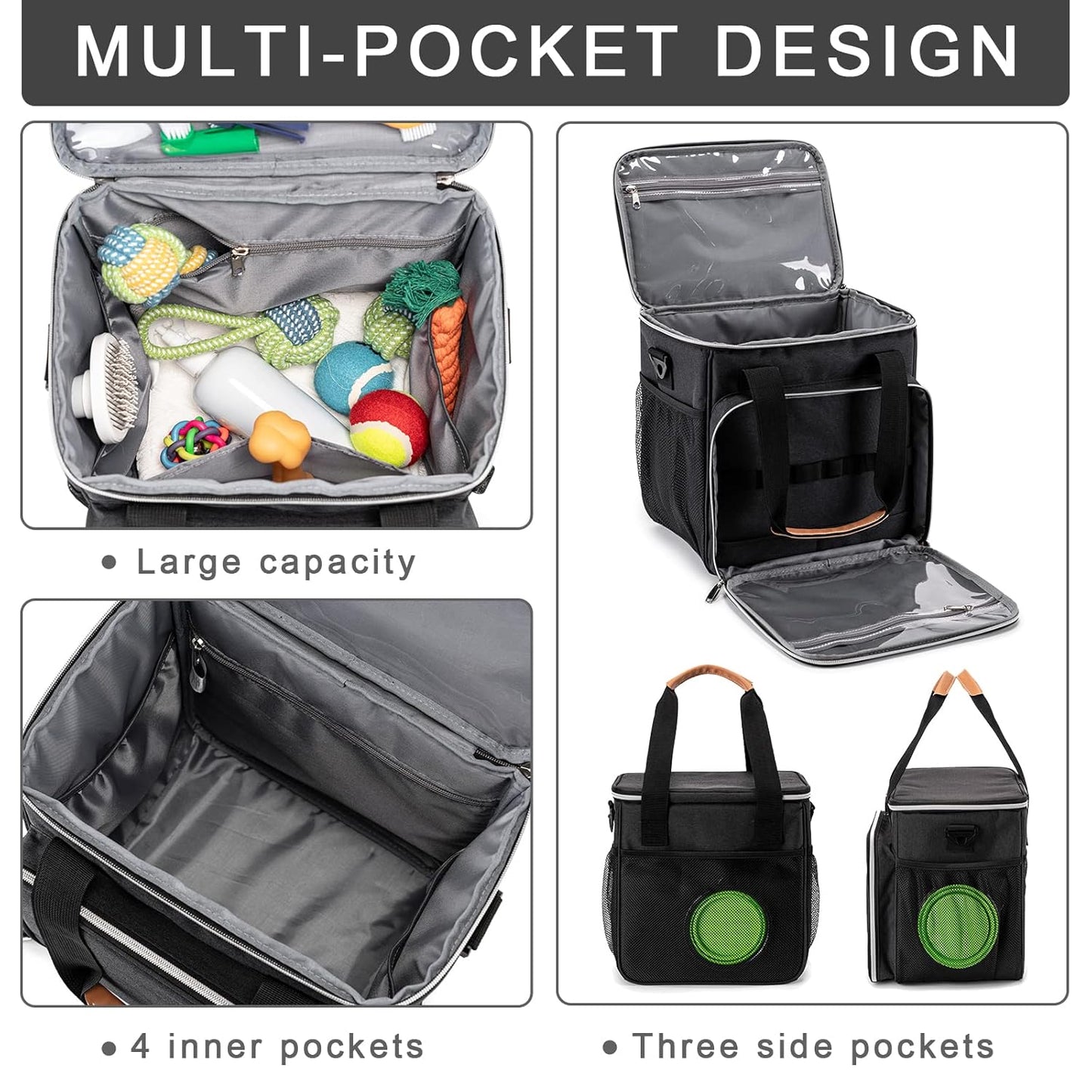 BABEYER Hundepflegetasche, Tragetasche für Fellpflege, Zubehör für Haustiere, Schwarz