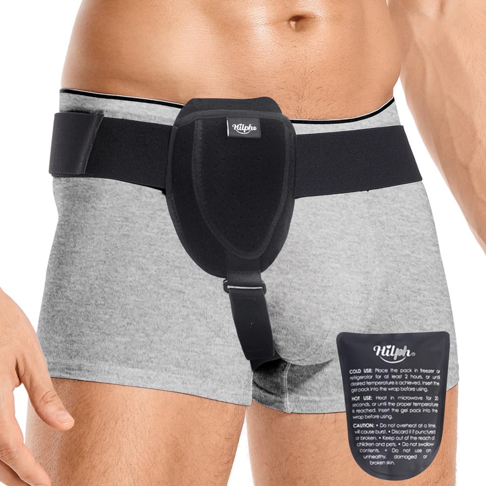 Leistenbruchgürtel für Männer und Frauen, Einstellbarer Leistenbruch Bruchband mit Kompressionspads Und Gel Kühlpads zur Schmerzlinderung