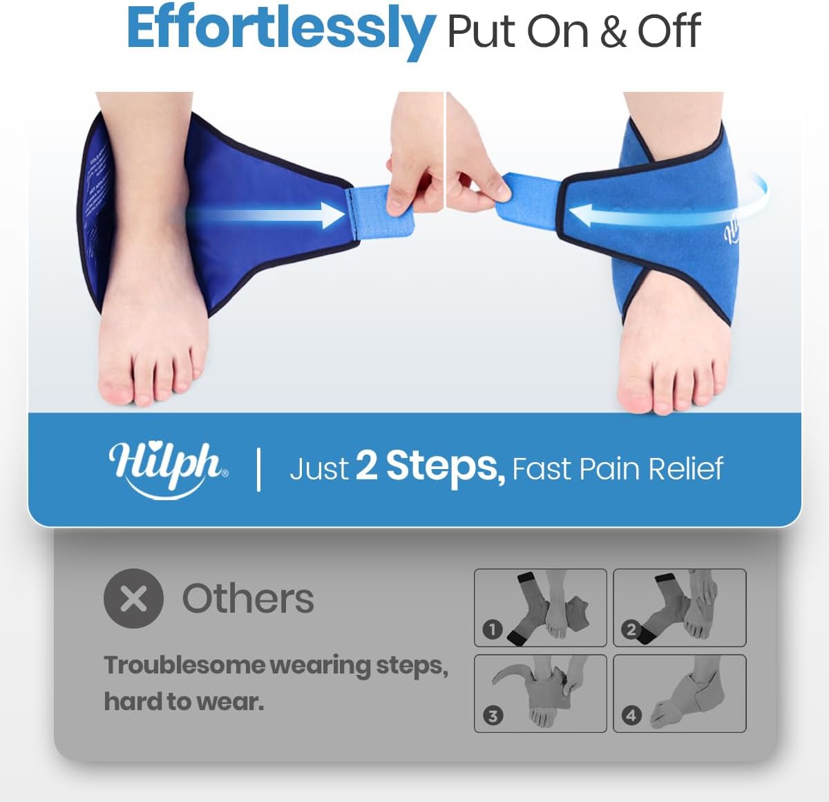 Kühlmanschette Fuß Kühlpads Gel für Knöchel, Kühlpacks Achillessehne Sprunggelenkbandage, Kühlbandage Fußgelenk für Schmerzlinderung, Geschwollene und Gebrochene, Sportverletzungen- Blau