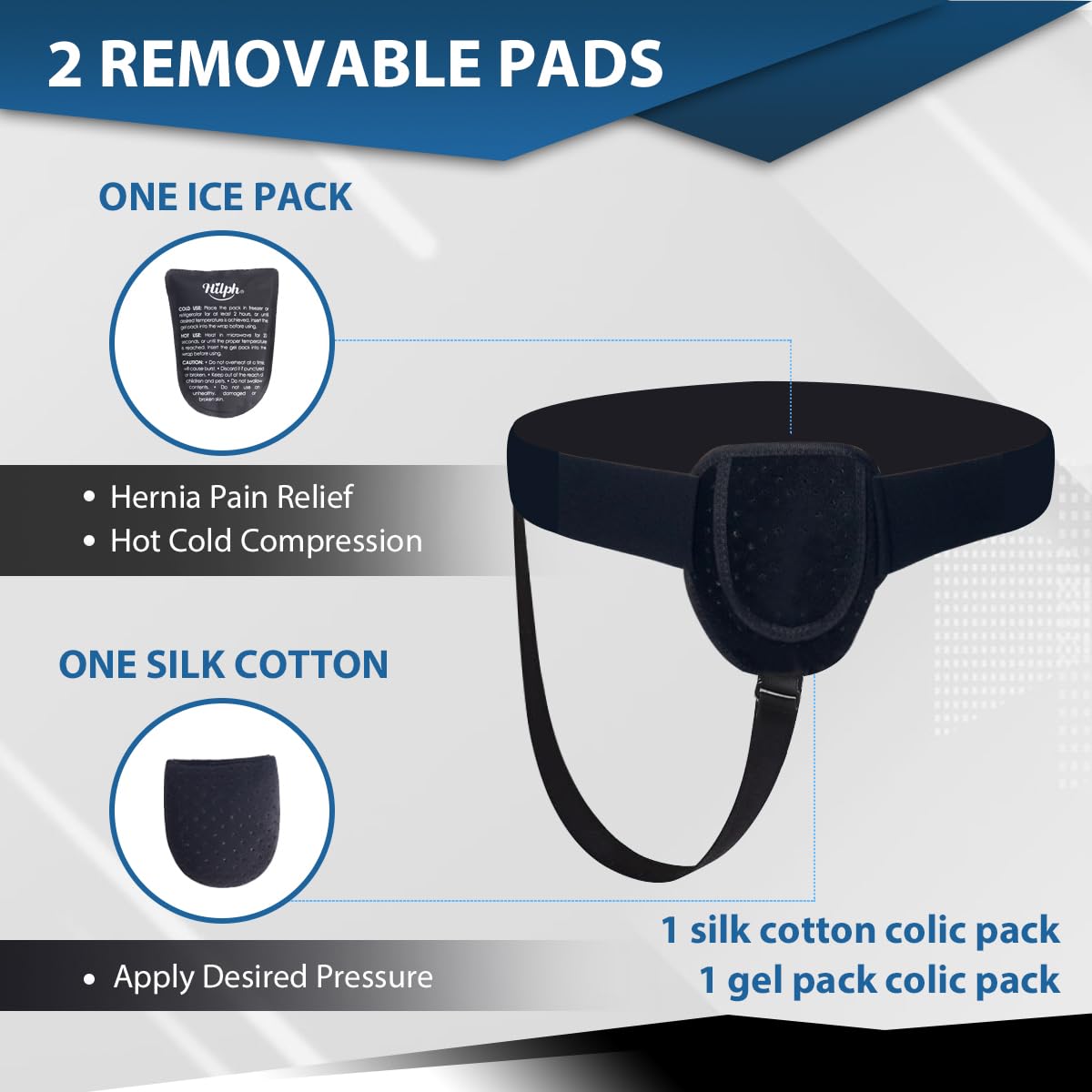 Leistenbruchgürtel für Männer und Frauen, Einstellbarer Leistenbruch Bruchband mit Kompressionspads Und Gel Kühlpads zur Schmerzlinderung