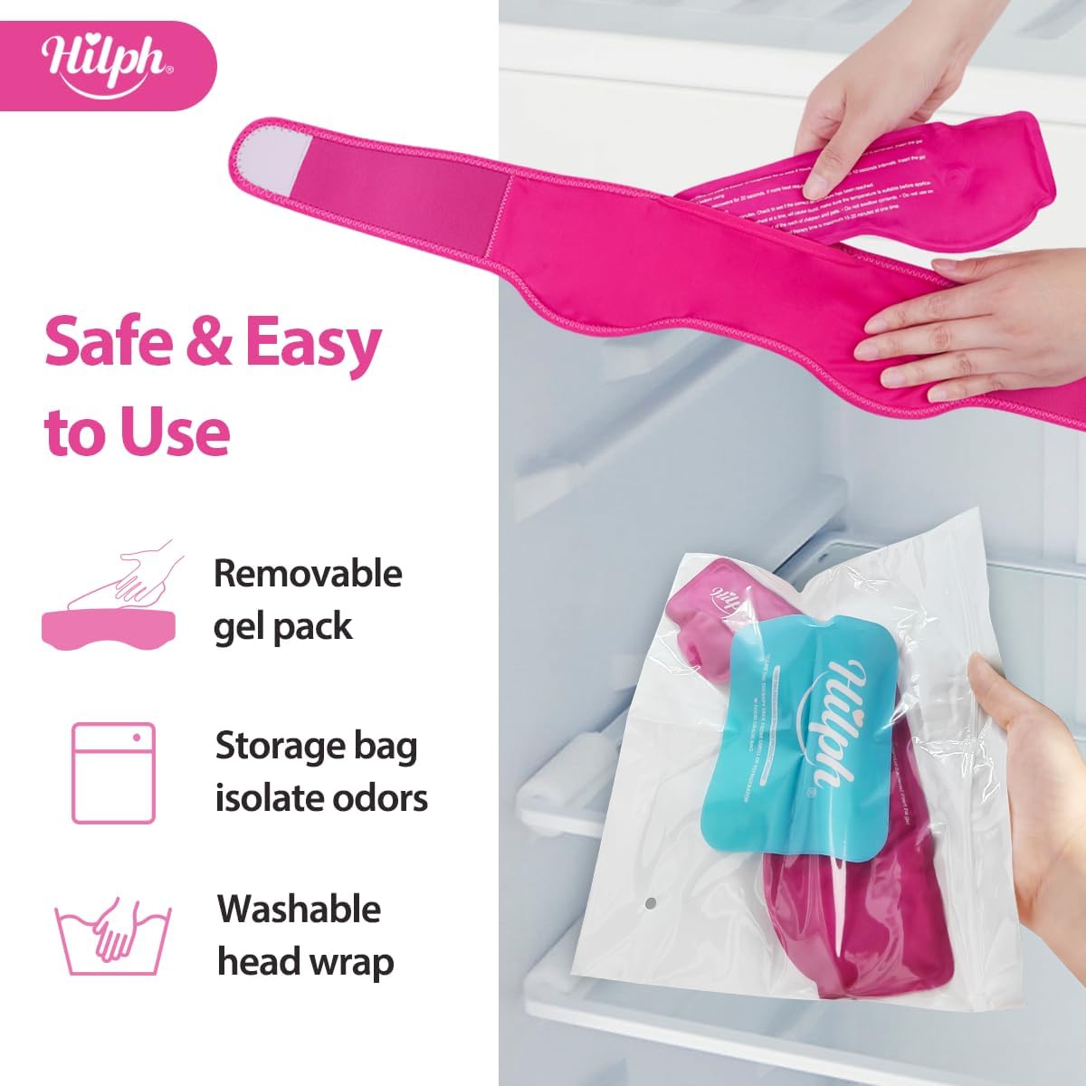 Migräne Kühlpad Kühlkissen für Kopf, Migränekompresse Kühlpad Linderung bei Kopfschmerzen, Migräne Stirnband für Sinusschmerzen, Verspannungen, Chemotherapie -Rose