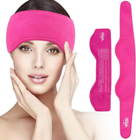 Migräne Kühlpad Kühlkissen für Kopf, Migränekompresse Kühlpad Linderung bei Kopfschmerzen, Migräne Stirnband für Sinusschmerzen, Verspannungen, Chemotherapie -Rose