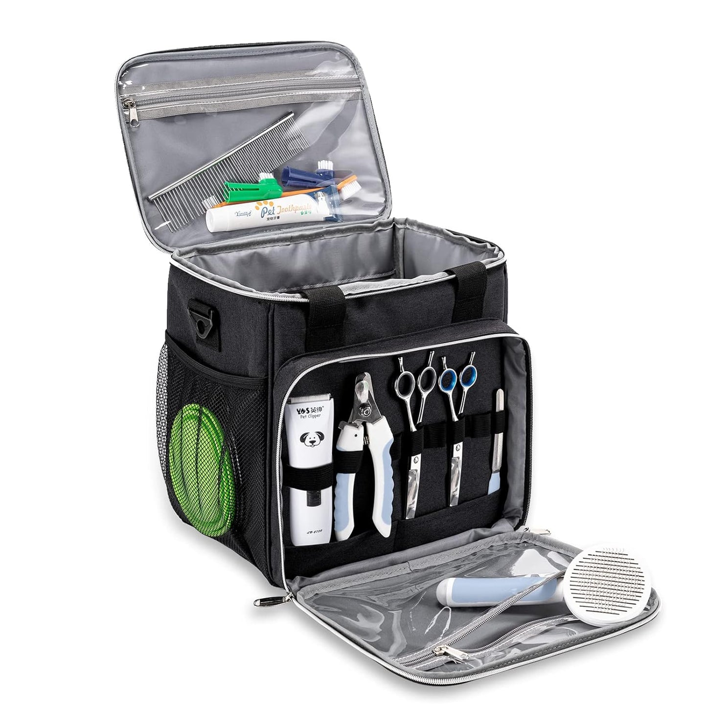 BABEYER Hundepflegetasche, Tragetasche für Fellpflege, Zubehör für Haustiere, Schwarz