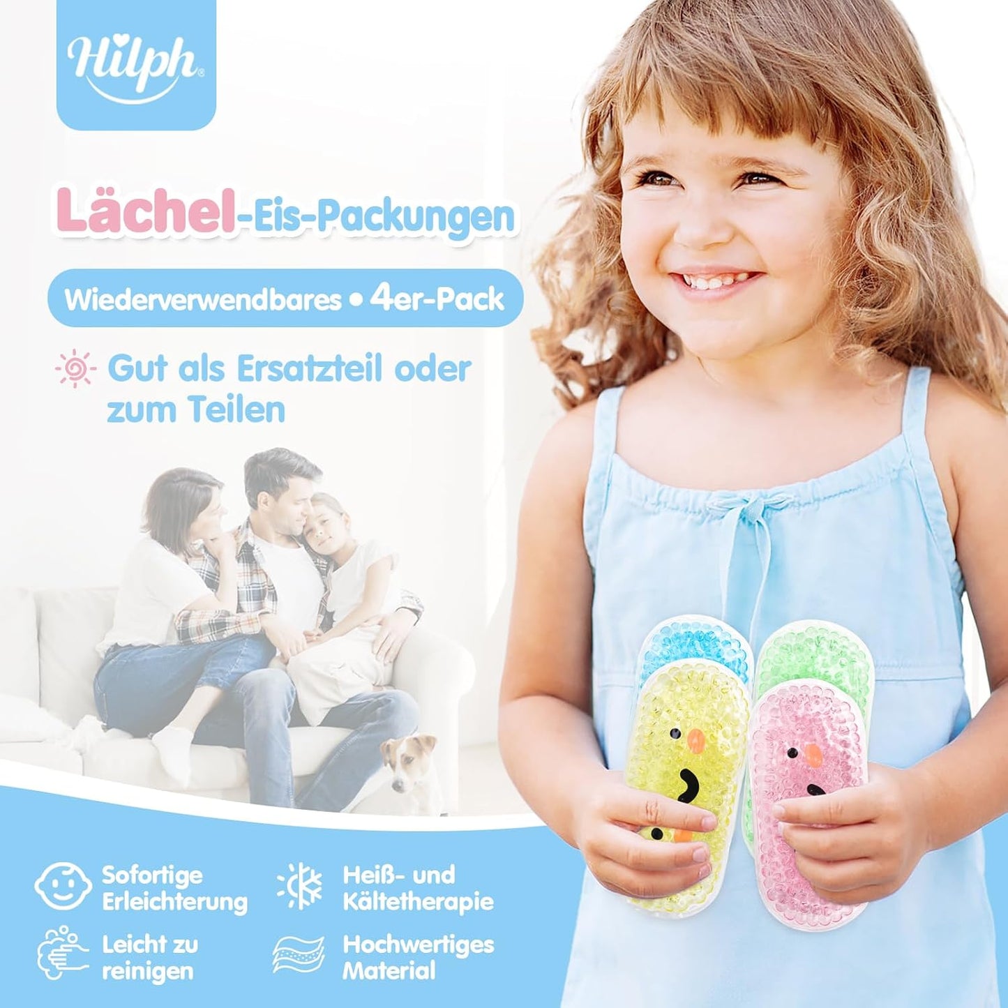 Kühlpads Kinder mit Ungiftig Gel, 13.5x6.3cm Ungiftig Kleine Kühlakkus Kühlpacks für Kinder Fieber, Beulen, Prellungen, Zahn- oder Kopfschmerzen, Kalt Warm Kompresse - 4 Stück