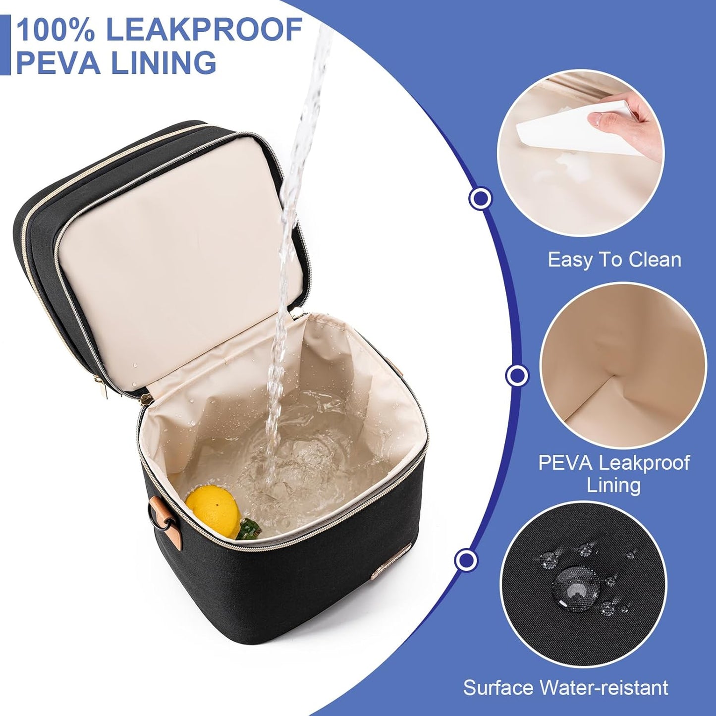 Muttermilch-Kühltasche mit Eisbeutel für 6 Babyflaschen bis zu 9 Unzen, auslaufsichere Doppelstock-Babyflaschen-Tasche mit Schulterriemen für stillende und arbeitende Mütter, schwarz