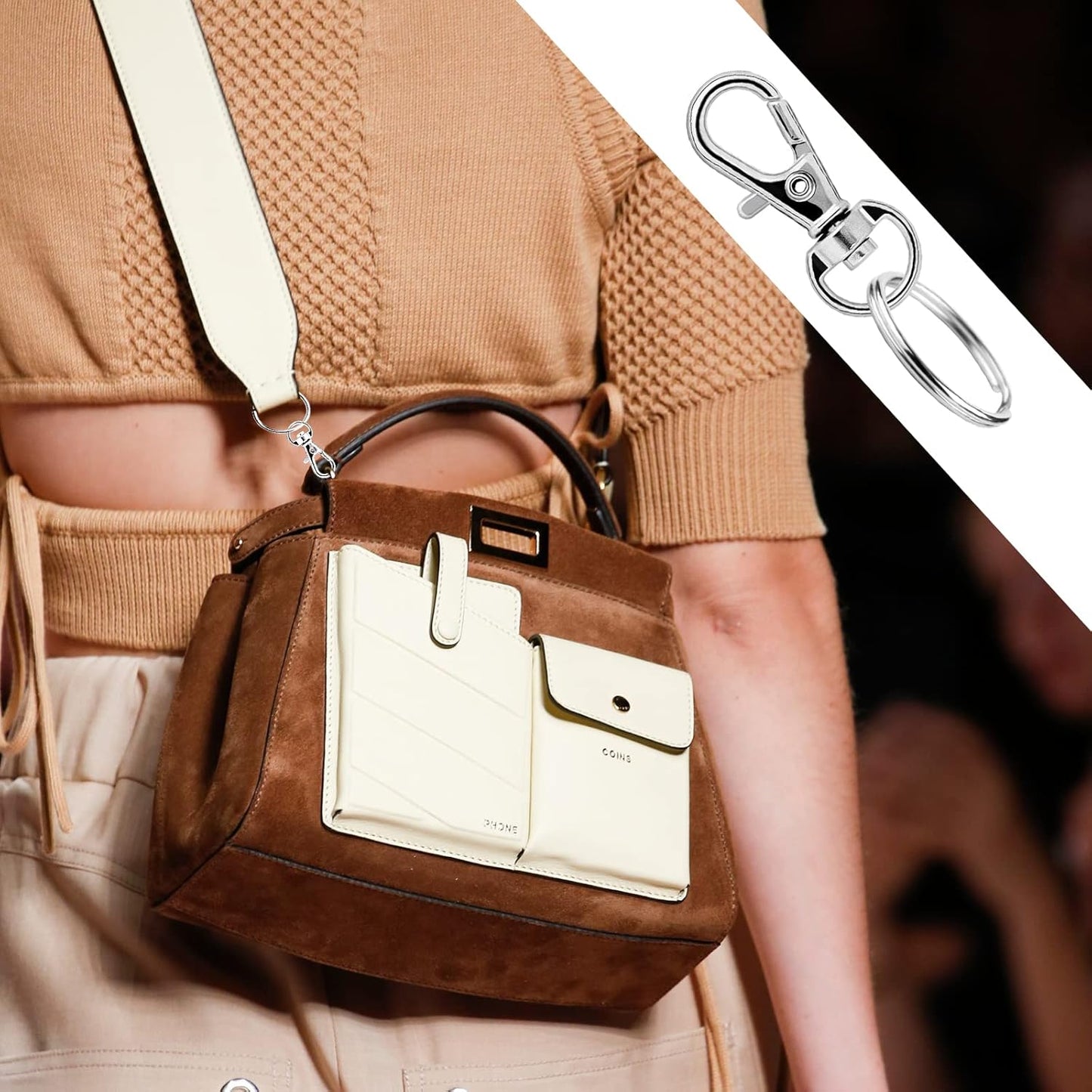 Schlüsselring Klein 400 Stück Karabiner Schlüsselanhänger Basteln Selber Machen Ringe Karabinerhaken mit Drehgelenk(Silber)